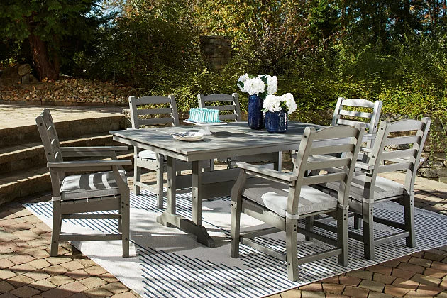 Visola Outdoor Dining Table with Cushioned Arm Chairs