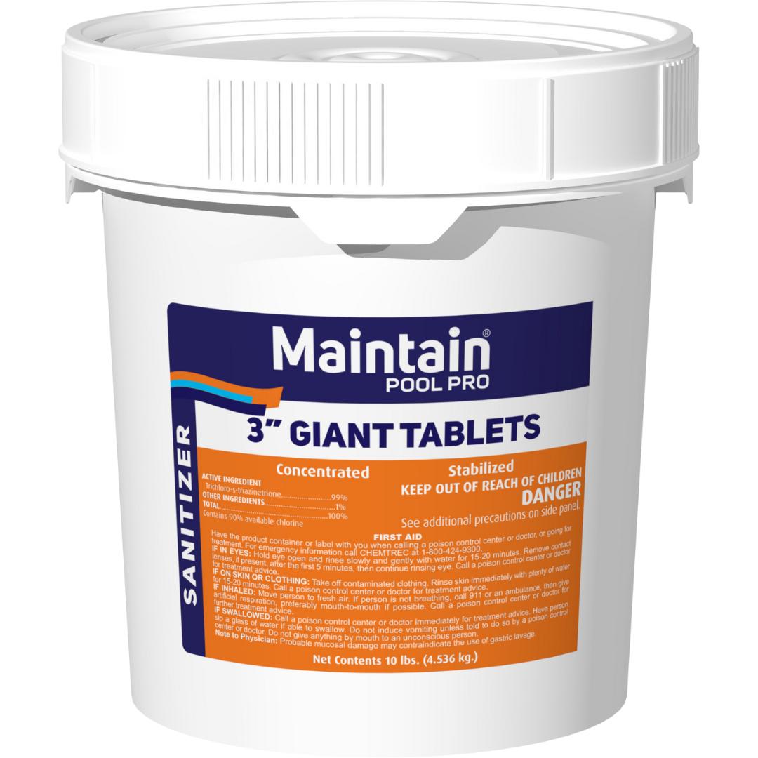 Maintain 3 inch Chlorine Tablets - Stabilized 99% chlorine - 10 lbs.