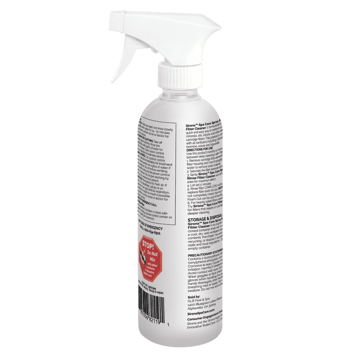 Sirona Spa Care Spray & Rinse Cartridge Filter Cleaner