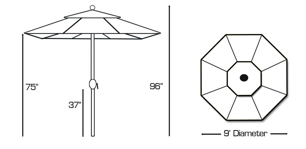9' Manual Tilt Patio Umbrella - 636