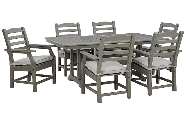 Visola Outdoor Dining Table with Cushioned Arm Chairs